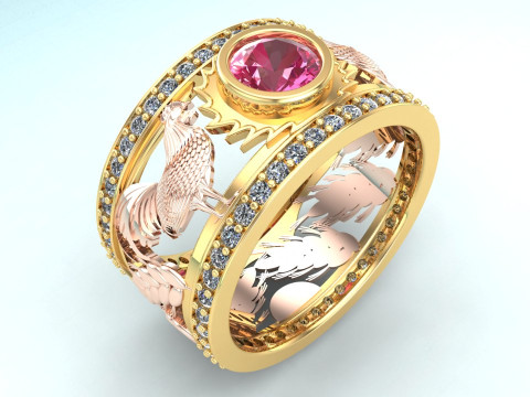 Chicken ring - Mens chicken ring - Mens ring - N1058 3D 打印模型