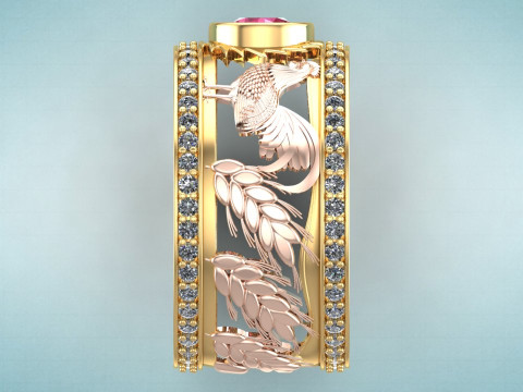 Chicken ring - Mens chicken ring - Mens ring - N1058 3D 打印模型