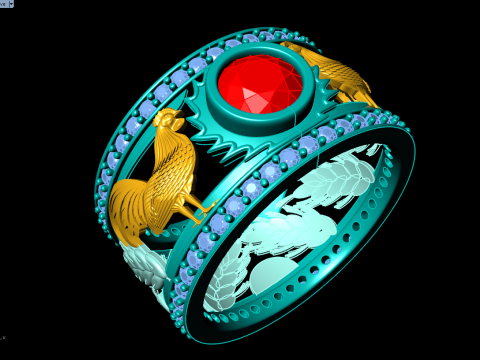 Chicken ring - Mens chicken ring - Mens ring - N1058 3D 打印模型