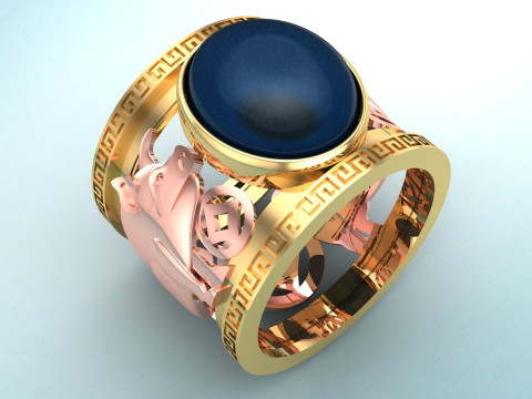Pig ring - Mens Pig ring - Mens ring - N1211 Modèles 3D en vedette