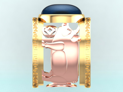 Pig ring - Mens Pig ring - Mens ring - N1211 3D Druckmodell