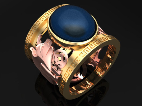 Pig ring - Mens Pig ring - Mens ring - N1211 3D Druckmodell