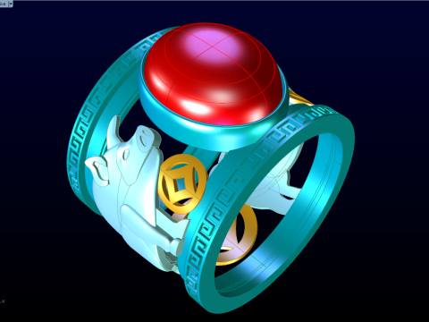 Pig ring - Mens Pig ring - Mens ring - N1211 3D Druckmodell