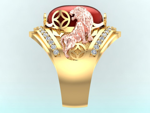 Tiger ring - Mens tiger ring - Mens oval stone ring - N954 3D printmodel