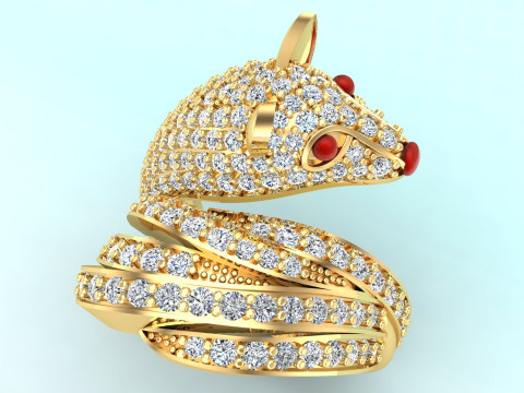 Fox ring - Womens fox ring - Womens ring - N246 Model do druku 3D