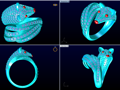 Fox ring - Womens fox ring - Womens ring - N246 Model do druku 3D