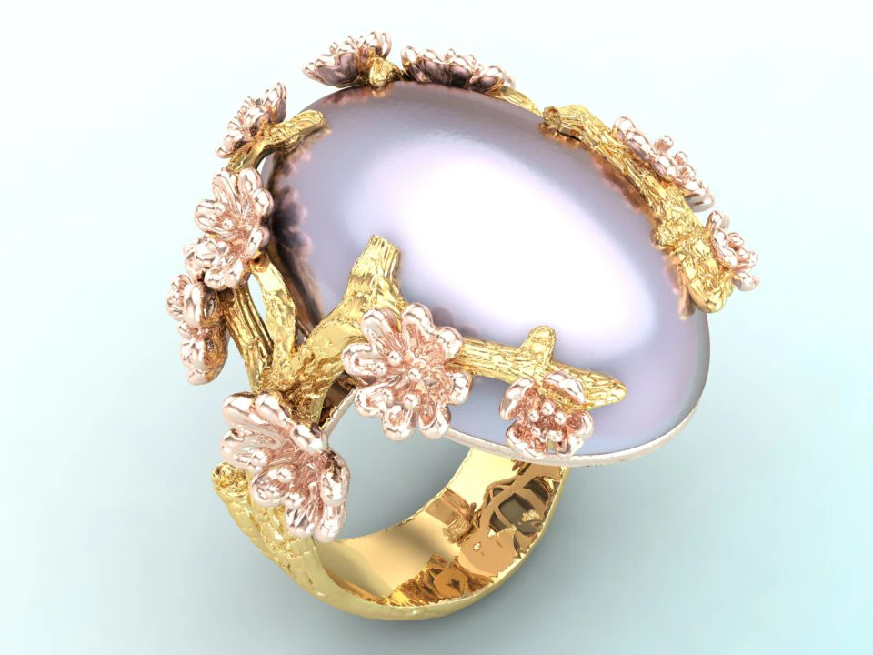 Peach Blossom Ring - Apricot Blossom Rings - Flower Rings - N1113 3D Print Model .c4d .max .obj .3ds .fbx .stl .blend 