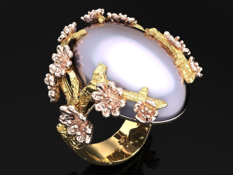 Peach Blossom Ring - Apricot Blossom Rings - Flower Rings - N1113 3D Принт Модель