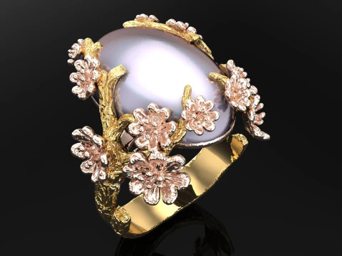 Peach Blossom Ring - Apricot Blossom Rings - Flower Rings - N1113 3D Print Model