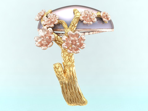 Peach Blossom Ring - Apricot Blossom Rings - Flower Rings - N1113 3D Принт Модель