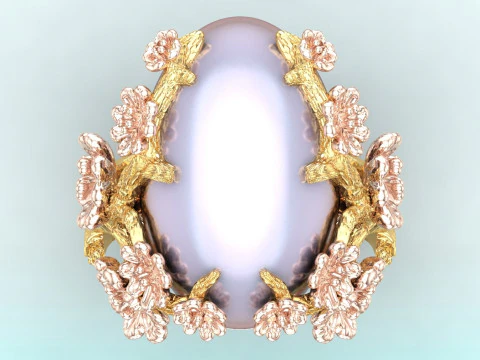 Peach Blossom Ring - Apricot Blossom Rings - Flower Rings - N1113 3D Print Model