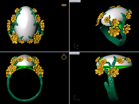 Peach Blossom Ring - Apricot Blossom Rings - Flower Rings - N1113 3D Print Model