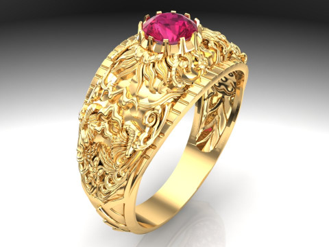 Ring pattern - Sculpture ring - Art ring - Mens ring - N107115 3D printmodel