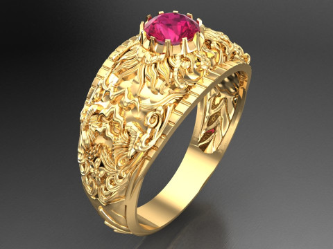Ring pattern - Sculpture ring - Art ring - Mens ring - N107115 3D 打印模型