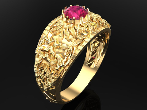 Ring pattern - Sculpture ring - Art ring - Mens ring - N107115 3D 打印模型
