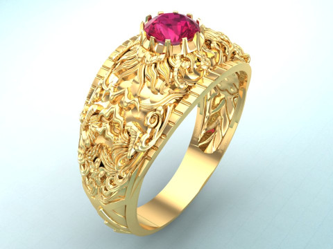 Ring pattern - Sculpture ring - Art ring - Mens ring - N107115 3D 打印模型