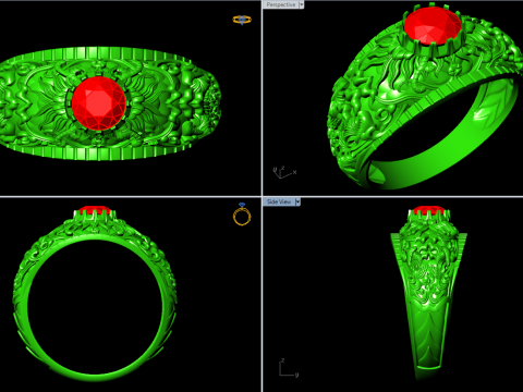 Ring pattern - Sculpture ring - Art ring - Mens ring - N107115 3D 打印模型