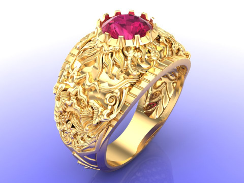 Pattern ring - Sculpture ring - Art ring - Mens ring - N904 3D printmodel