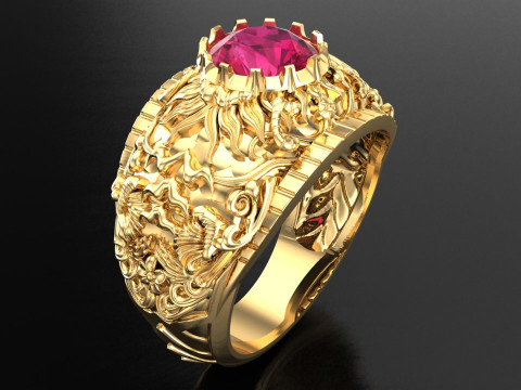 Pattern ring - Sculpture ring - Art ring - Mens ring - N904 Modelo de Impressão 3D