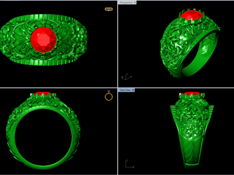 Pattern ring - Sculpture ring - Art ring - Mens ring - N904 Modelo de Impressão 3D