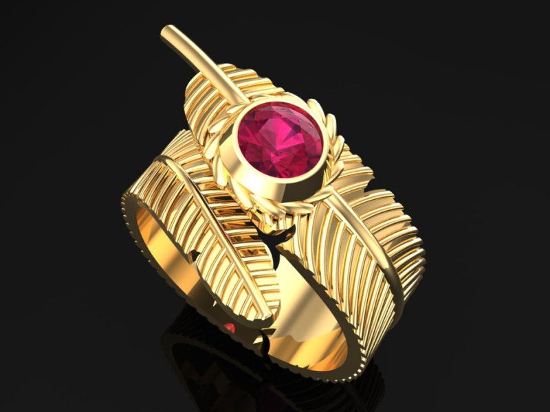 Leaf Ring - N316 3D Принт Модель .c4d .max .obj .3ds .fbx .stl .blend 