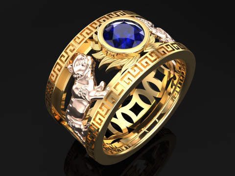Cat rings - Twin Cat ring - Mens Cat rings - N723 3D Принт Модель