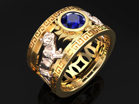 Cat rings - Twin Cat ring - Mens Cat rings - N723 3D Print Model