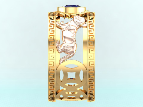 Cat rings - Twin Cat ring - Mens Cat rings - N723 3D Принт Модель