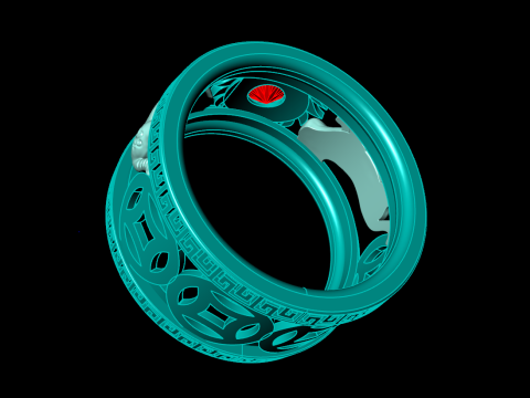 Cat rings - Twin Cat ring - Mens Cat rings - N723 3D Принт Модель
