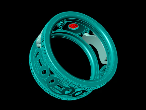 Cat rings - Twin Cat ring - Mens Cat rings - N723 3D Print Model