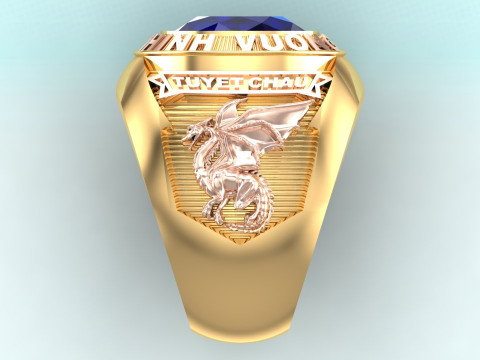 Anillo de dragón - Anillo de guerra - Anillo del ejército - Anillo de piedra ovalada para hombre - N821 Modelo de impresión 3D