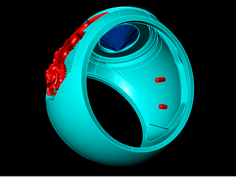 Anillo de dragón - Anillo de guerra - Anillo del ejército - Anillo de piedra ovalada para hombre - N821 Modelo de impresión 3D