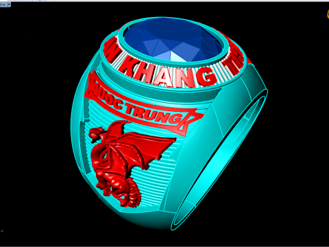 Anillo de dragón - Anillo de guerra - Anillo del ejército - Anillo de piedra ovalada para hombre - N821 Modelo de impresión 3D