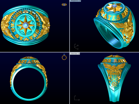 Army ring - Eagle ring - War ring - Nany United States - N950 3D printmodel