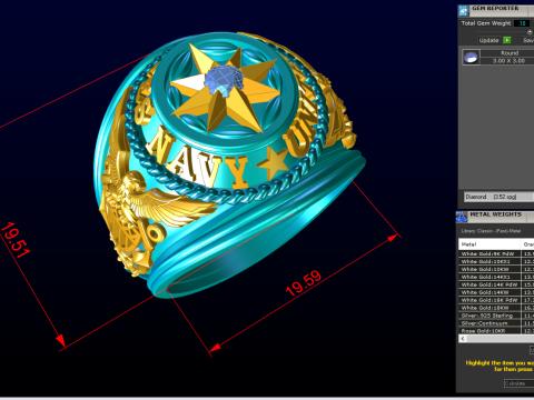 Army ring - Eagle ring - War ring - Nany United States - N950 3D printmodel