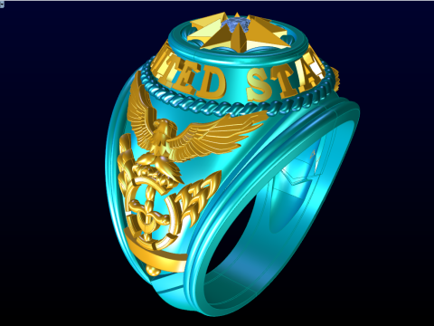 Army ring - Eagle ring - War ring - Nany United States - N950 3D printmodel