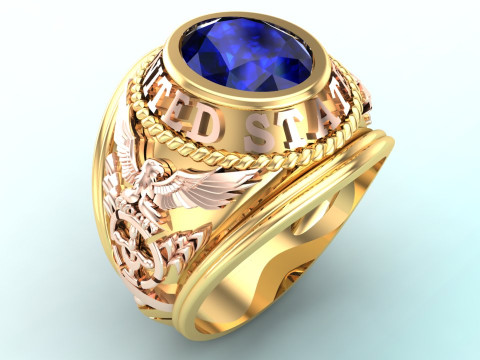 Army ring - Eagle ring - War ring - Navy United States - N1031 3D Принт Модель