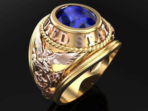 Army ring - Eagle ring - War ring - Navy United States - N1031 3D Print Model