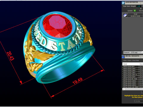 Army ring - Eagle ring - War ring - Navy United States - N1031 3D Print Model