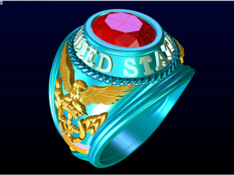 Army ring - Eagle ring - War ring - Navy United States - N1031 3D Print Model