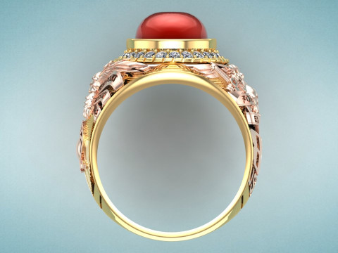 Eagle ring - War Rings - Army Ring - Mens Oval Stone Ring N308 3D Print Model