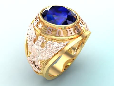 Army Ring - Eagle Ring - War ring - Air Force United - N337 3D Принт Модель