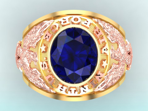 Army Ring - Eagle Ring - War ring - Air Force United - N337 3D Print Model