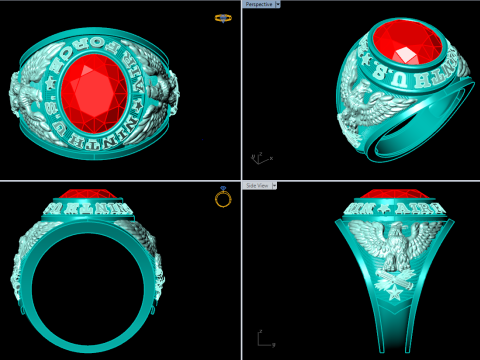 Army Ring - Eagle Ring - War ring - Air Force United - N337 3D Print Model