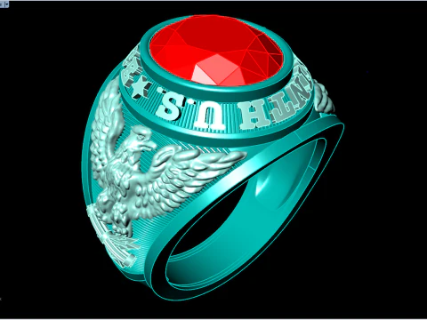 Army Ring - Eagle Ring - War ring - Air Force United - N337 3D Print Model