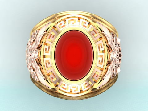 Eagle ring - War rings - Army ring - Mens oval stone ring - N900 Model Cetak 3D