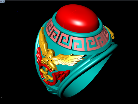 Eagle ring - War rings - Army ring - Mens oval stone ring - N900 Model Cetak 3D