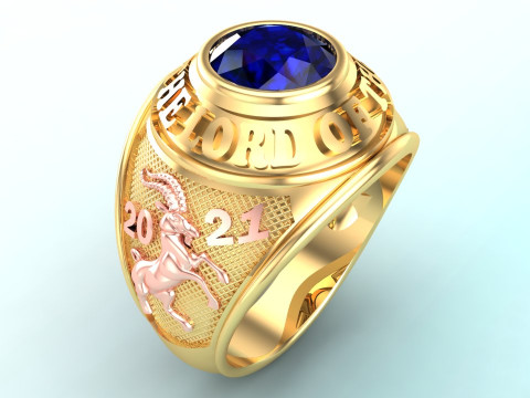 Goat Rings - War Rings - Army ring - Mens ring - N646 3D Принт Модель