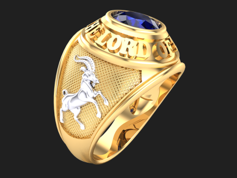 Goat Rings - War Rings - Army ring - Mens ring - N646A 3D Принт Модель
