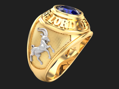 Goat Rings - War Rings - Army ring - Mens ring - N646A 3D Druckmodell